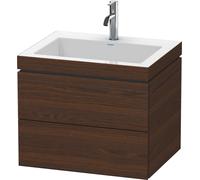 Lavabo per mobili Duravit L-Cube con base, sospeso, 60x48 cm, 2 cassetti, senza sfioratore, 1 foro per rubinetto, Colorazione: Noce spazzolato Impiallacciatura in vero legno