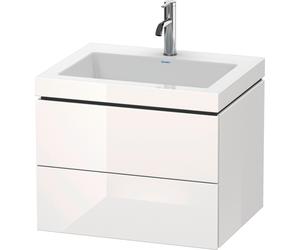 Duravit L-Cube c-bonded Ensemble suspendu, 2 tiroirs, sans trop-plein, 1 trou pour robinet, 600x500x480mm, LC6926O2222, LC6926O2222, Colorazione: Decoro bianco lucido