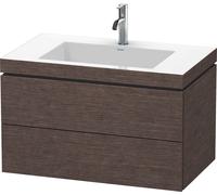 Duravit L-Cube c-bonded Ensemble suspendu, 2 tiroirs, sans trop-plein, 1 trou pour robinet, 800x500x480mm, LC6927O7272, LC6927O7272, Colorazione: impiallacciato in vero legno di quercia scuro spazzola