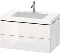 Duravit L-Cube c-bonded Ensemble suspendu, 2 tiroirs, sans trop-plein, 1 trou pour robinet, 800x500x480mm, LC6927O8585, LC6927O8585, Colorazione: Laccato lucido bianco