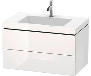 Duravit L-Cube c-bonded Ensemble suspendu, 2 tiroirs, sans trop-plein, 1 trou pour robinet, 800x500x480mm, LC6927O2222, LC6927O2222, Colorazione: Decoro bianco lucido