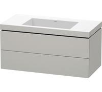 Duravit L-Cube c-bonded Ensemble suspendu, 2 tiroirs, sans trop-plein, sans trou pour robinetterie, 1000x500x480mm, LC6928N0707, LC6928N0707, Colorazione: Decoro grigio cemento opaco