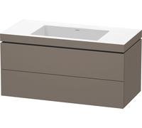 Duravit L-Cube c-bonded Ensemble suspendu, 2 tiroirs, sans trop-plein, sans trou pour robinetterie, 1000x500x480mm, LC6928N9090, LC6928N9090, Colorazione: Flanella Grigio seta opaco laccato opaco