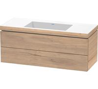Duravit L-Cube c-bonded Ensemble suspendu, 2 tiroirs, sans trop-plein, sans trou pour robinetterie, 1200x500x480mm, LC6929N5555, LC6929N5555, Colorazione: Rovere marmorizzato Decorazione
