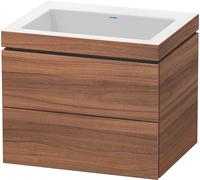 Duravit L-Cube c-bonded Ensemble suspendu, 2 tiroirs, sans trop-plein, sans trou pour robinetterie, 600x500x480mm, LC6926N7979, LC6926N7979, Colorazione: Decorazione naturale in noce