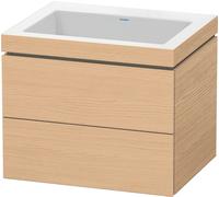 Duravit L-Cube c-bonded Ensemble suspendu, 2 tiroirs, sans trop-plein, sans trou pour robinetterie, 600x500x480mm, LC6926N3030, LC6926N3030, Colorazione: Rovere naturale decorativo
