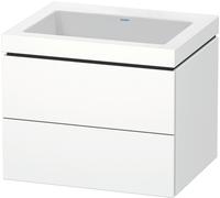 Duravit L-Cube c-bonded Ensemble suspendu, 2 tiroirs, sans trop-plein, sans trou pour robinetterie, 600x500x480mm, LC6926N8484, LC6926N8484, Colorazione: Decoro bianco super opaco