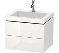 Lavabo Duravit L-Cube Furniture con base a c-bonded con attacco a parete, 60x48 cm, 2 cassetti, senza sfioratore, senza foro per rubinetto, Colorazione: Flanella Grigio seta opaco laccato opaco
