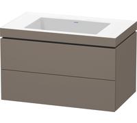 Duravit L-Cube c-bonded Ensemble suspendu, 2 tiroirs, sans trop-plein, sans trou pour robinetterie, 800x500x480mm, LC6927N9090, LC6927N9090, Colorazione: Flanella Grigio seta opaco laccato opaco