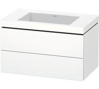 Duravit L-Cube c-bonded Ensemble suspendu, 2 tiroirs, sans trop-plein, sans trou pour robinetterie, 800x500x480mm, LC6927N8484, LC6927N8484, Colorazione: Decoro bianco super opaco
