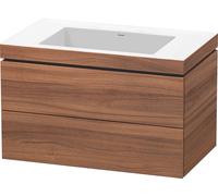 Duravit L-Cube c-bonded Ensemble suspendu, 2 tiroirs, sans trop-plein, sans trou pour robinetterie, 800x500x480mm, LC6927N7979, LC6927N7979, Colorazione: Decorazione naturale in noce