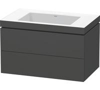 Duravit L-Cube c-bonded Ensemble suspendu, 2 tiroirs, sans trop-plein, sans trou pour robinetterie, 800x500x480mm, LC6927N4949, LC6927N4949, Colorazione: Grafite opaco Decor