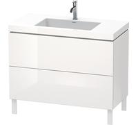 Duravit L-Cube c-bonded Ensemble vertical, 2 tiroirs, sans trop-plein, 1 trou pour robinet, 1000x698x480mm, LC6938O2222, LC6938O2222, Colorazione: Decoro bianco lucido