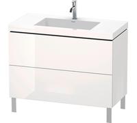 Duravit L-Cube c-bonded Ensemble vertical, 2 tiroirs, sans trop-plein, 1 trou pour robinet, 1000x698x480mm, LC6938O8080, LC6938O8080, Colorazione: Decoro grafite super opaco