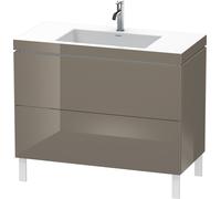 Duravit L-Cube c-bonded Ensemble vertical, 2 tiroirs, sans trop-plein, 1 trou pour robinet, 1000x698x480mm, LC6938O8989, LC6938O8989, Colorazione: Flanella Laccato lucido grigio flanella