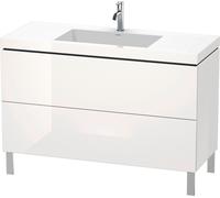Duravit L-Cube c-bonded Ensemble vertical, 2 tiroirs, sans trop-plein, 1 trou pour robinet, 1200x698x480mm, LC6939O8585, LC6939O8585, Colorazione: Laccato lucido bianco