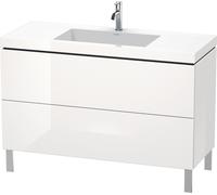 Lavabo per mobili Duravit L-Cube, 120x48 cm, 2 estraibili, senza troppopieno, 1 foro per rubinetto, Colorazione: Decoro bianco lucido