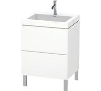 Duravit L-Cube c-bonded Ensemble vertical, 2 tiroirs, sans trop-plein, 1 trou pour robinet, 600x698x480mm, LC6936O1818, LC6936O1818, Colorazione: Bianco opaco Decor bianco opaco