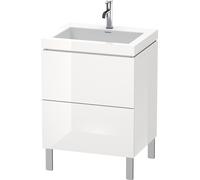 Duravit L-Cube c-bonded Ensemble vertical, 2 tiroirs, sans trop-plein, 1 trou pour robinet, 600x698x480mm, LC6936O8383, LC6936O8383, Colorazione: Decoro Taupe Supermatt