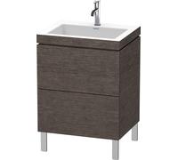 Duravit L-Cube c-bonded Ensemble vertical, 2 tiroirs, sans trop-plein, 1 trou pour robinet, 600x698x480mm, LC6936O7272, LC6936O7272, Colorazione: impiallacciato in vero legno di quercia scuro spazzola