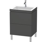 Duravit L-Cube c-bonded Ensemble vertical, 2 tiroirs, sans trop-plein, 1 trou pour robinet, 600x698x480mm, LC6936O4949, LC6936O4949, Colorazione: Grafite opaco Decor