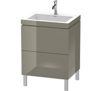 Duravit L-Cube c-bonded Ensemble vertical, 2 tiroirs, sans trop-plein, 1 trou pour robinet, 600x698x480mm, LC6936O8989, LC6936O8989, Colorazione: Flanella Laccato lucido grigio flanella