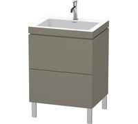 Duravit L-Cube c-bonded Ensemble vertical, 2 tiroirs, sans trop-plein, 1 trou pour robinet, 600x698x480mm, LC6936O9090, LC6936O9090, Colorazione: Flanella Grigio seta opaco laccato opaco