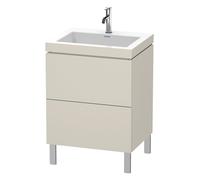 Duravit L-Cube c-bonded Ensemble vertical, 2 tiroirs, sans trop-plein, 1 trou pour robinet, 600x698x480mm, LC6936O9191, LC6936O9191, Colorazione: Taupe Matt DÃ©cor