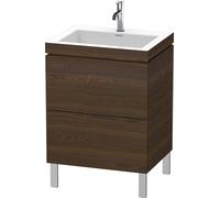Lavabo per mobili Duravit L-Cube, 60x48 cm, 2 estraibili, senza troppopieno, 1 foro per rubinetto, Colorazione: Noce spazzolato Impiallacciatura in vero legno