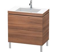 Lavabo per mobili Duravit L-Cube, 80x48 cm, 2 estraibili, senza troppopieno, 1 foro per rubinetto, Colorazione: Decorazione naturale in noce
