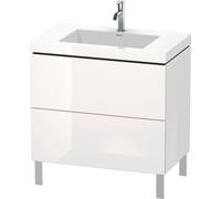 Duravit L-Cube c-bonded Ensemble vertical, 2 tiroirs, sans trop-plein, 1 trou pour robinet, 800x698x480mm, LC6937O8585, LC6937O8585, Colorazione: Laccato lucido bianco