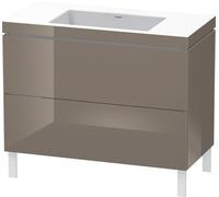 Duravit L-Cube c-bonded Ensemble vertical, 2 tiroirs, sans trop-plein, sans trou pour robinetterie, 1000x698x480mm, LC6938N8989, LC6938N8989, Colorazione: Flanella Laccato lucido grigio flanella