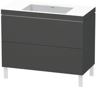 Duravit L-Cube c-bonded Ensemble vertical, 2 tiroirs, sans trop-plein, sans trou pour robinetterie, 1000x698x480mm, LC6938N4949, LC6938N4949, Colorazione: Grafite opaco Decor