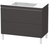 Duravit L-Cube c-bonded Ensemble vertical, 2 tiroirs, sans trop-plein, sans trou pour robinetterie, 1000x698x480mm, LC6938N8080, LC6938N8080, Colorazione: Decoro grafite super opaco
