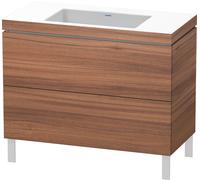 Duravit Mobile lavabo L-Cube LC6938N7979 100x48 cm, 2 cassetti, senza foro, base a terra, noce