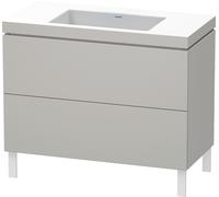 Duravit L-Cube c-bonded Ensemble vertical, 2 tiroirs, sans trop-plein, sans trou pour robinetterie, 1000x698x480mm, LC6938N0707, LC6938N0707, Colorazione: Decoro grigio cemento opaco