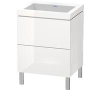 Duravit L-Cube c-bonded Ensemble vertical, 2 tiroirs, sans trop-plein, sans trou pour robinetterie, 600x698x480mm, LC6936N2222, LC6936N2222, Colorazione: Decoro bianco lucido