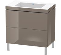 Duravit L-Cube c-bonded Ensemble vertical, 2 tiroirs, sans trop-plein, sans trou pour robinetterie, 800x698x480mm, LC6937N8989, LC6937N8989, Colorazione: Flanella Laccato lucido grigio flanella