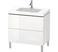 Duravit lavabo pour meuble en L-Cube avec socle sur pied, 80x48 cm, 2 tiroirs, sans trop-plein, sans trou de robinet, LC6937N7171, LC6937N7171, Colorazione: Rovere mediterraneo impiallacciato in vero 