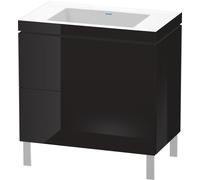 Duravit L-Cube c-bonded Ensemble vertical, 2 tiroirs, sans trop-plein, sans trou pour robinetterie, 800x698x480mm, LC6937N4040, LC6937N4040, Colorazione: Laccato nero lucido