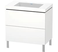 Duravit L-Cube c-bonded Ensemble vertical, 2 tiroirs, sans trop-plein, sans trou pour robinetterie, 800x698x480mm, LC6937N8484, LC6937N8484, Colorazione: Decoro bianco super opaco