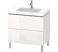 Duravit L-Cube c-bonded Ensemble vertical, 2 tiroirs, sans trop-plein, sans trou pour robinetterie, 800x698x480mm, LC6937N1818, LC6937N1818, Colorazione: Bianco opaco Decor bianco opaco
