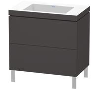 Duravit L-Cube c-bonded Ensemble vertical, 2 tiroirs, sans trop-plein, sans trou pour robinetterie, 800x698x480mm, LC6937N8080, LC6937N8080, Colorazione: Decoro grafite super opaco