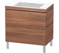 Duravit L-Cube c-bonded Ensemble vertical, 2 tiroirs, sans trop-plein, sans trou pour robinetterie, 800x698x480mm, LC6937N7979, LC6937N7979, Colorazione: Decorazione naturale in noce