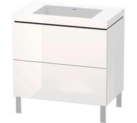 Duravit L-Cube c-bonded Ensemble vertical, 2 tiroirs, sans trop-plein, sans trou pour robinetterie, 800x698x480mm, LC6937N2222, LC6937N2222, Colorazione: Decoro bianco lucido