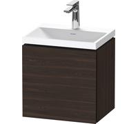 Duravit L-Cube c-shaped Ensemble suspendu, 1 porte, charnière à gauche, sans trop-plein, 1 trou pour robinet, 450x480x350mm, LC6948O69690000, LC6948O69690000, Colorazione: Noce spazzolato Impiallaccia