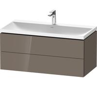 Duravit L-Cube c-shaped Ensemble suspendu, 2 tiroirs, sans trop-plein, 1 trou pour robinet, 1000x480x480mm, LC6952O89890000, LC6952O89890000, Colorazione: Flanella Laccato lucido grigio flanella