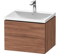 Duravit L-Cube c-shaped Ensemble suspendu, 2 tiroirs, sans trop-plein, 1 trou pour robinet, 600x480x480mm, LC6950O79790000, LC6950O79790000, Colorazione: Decorazione naturale in noce