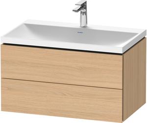 Duravit L-Cube c-shaped Ensemble suspendu, 2 tiroirs, sans trop-plein, 1 trou pour robinet, 800x480x480mm, LC6951O30300000, LC6951O30300000, Colorazione: Rovere naturale decorativo