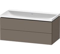 Duravit L-Cube c-shaped Ensemble suspendu, 2 tiroirs, sans trop-plein, sans trou pour robinetterie, 1000x480x480mm, LC6952N90900000, LC6952N90900000, Colorazione: Flanella Grigio seta opaco laccato op